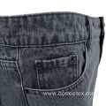 Custom Embroidered Pattern Straight Black Denim Pants